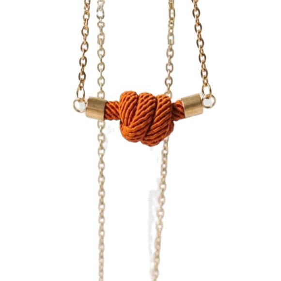 Freeleaf Rose Gold Be Bold Rust Tie Knot Necklace for Courage & Strength - Picture 4 of 6